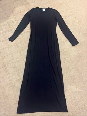 Leset Black Long Sleeve Maxi Dress